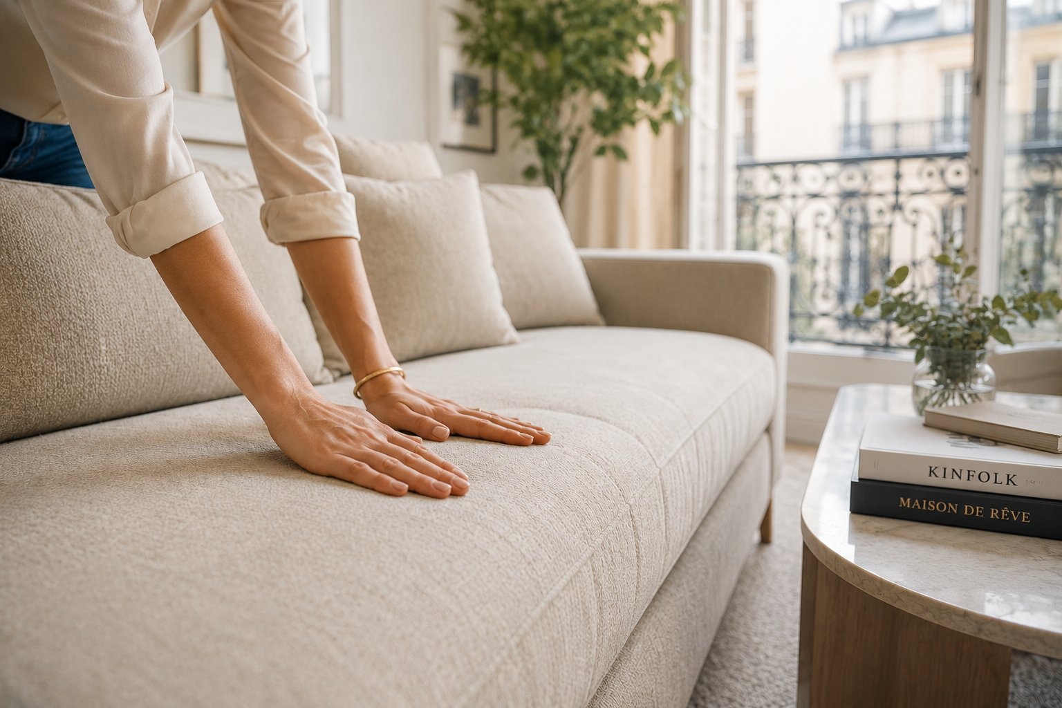 Canapé propre dans un appartement parisien Éclatys Paris